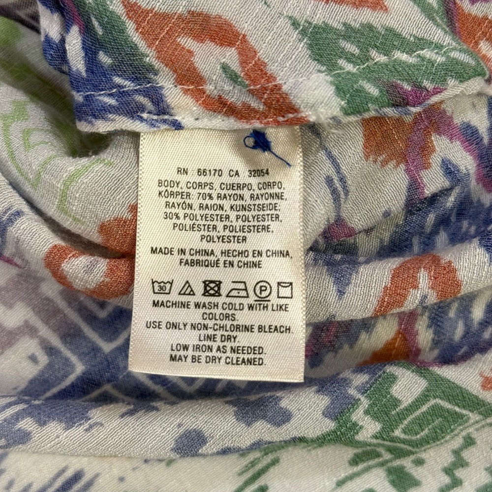 Maeve Anthropologie Womens Large Multi Color Geometric Ikat Button Front Blouse - Picture 6 of 8